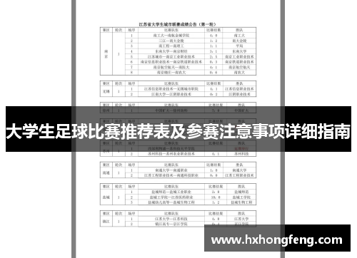 大学生足球比赛推荐表及参赛注意事项详细指南